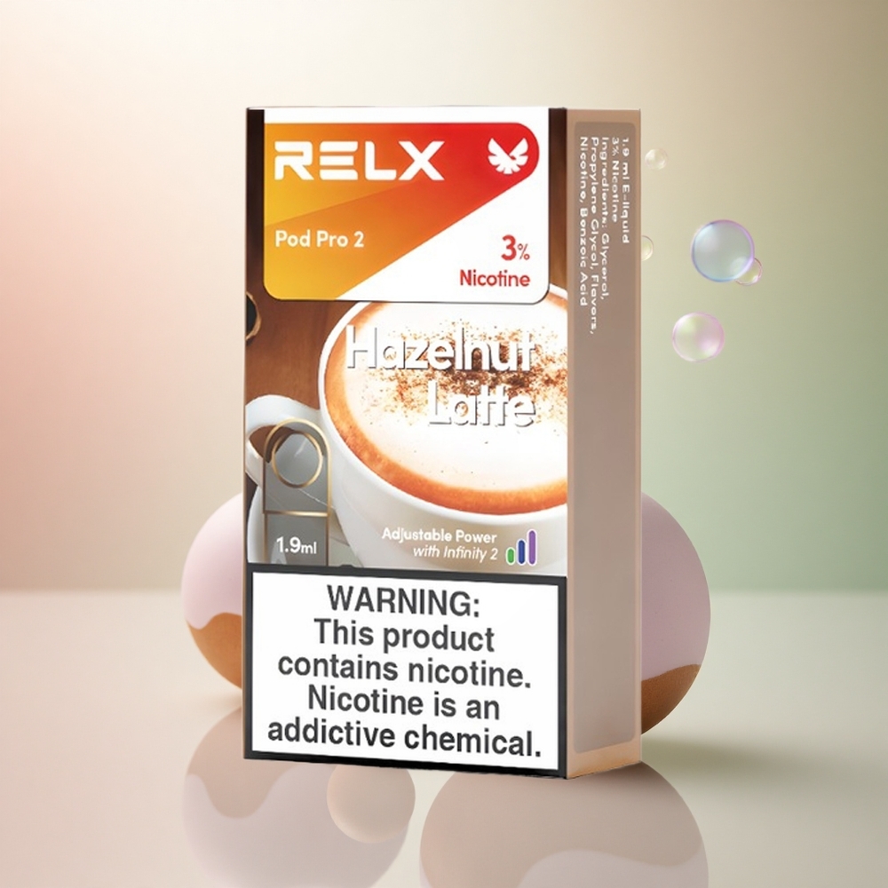 Relx Pod Pro 2 Vape Device Hasselnötslatte 30mg/ml nikotin 1.9ml 3 spänningslägen