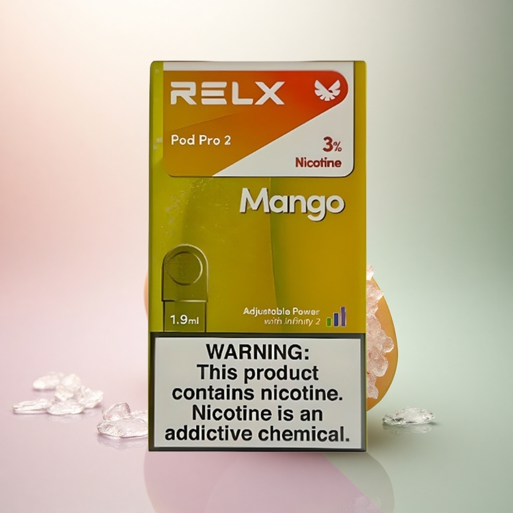 Relx Pod Pro 2 Vape Device Mango Is 30mg/ml nikotin, 1.9ml, 3 spänningslägen