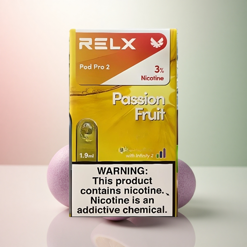 Relx Pod Pro 2 Vape Device Passionsfrukt 30mg/ml nikotin, 1.9ml, 3 spänningslägen (Eco 5.5W, Smooth 6.5W, Boost 8W)