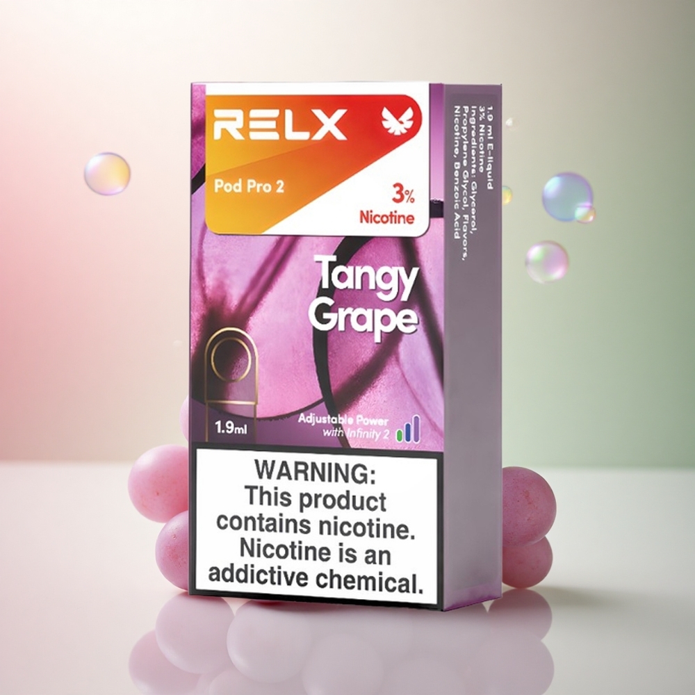 Relx Pod Pro 2 Vape Device Syra Druva 30mg/ml nikotin 1,9ml 3 spänningsinställningar