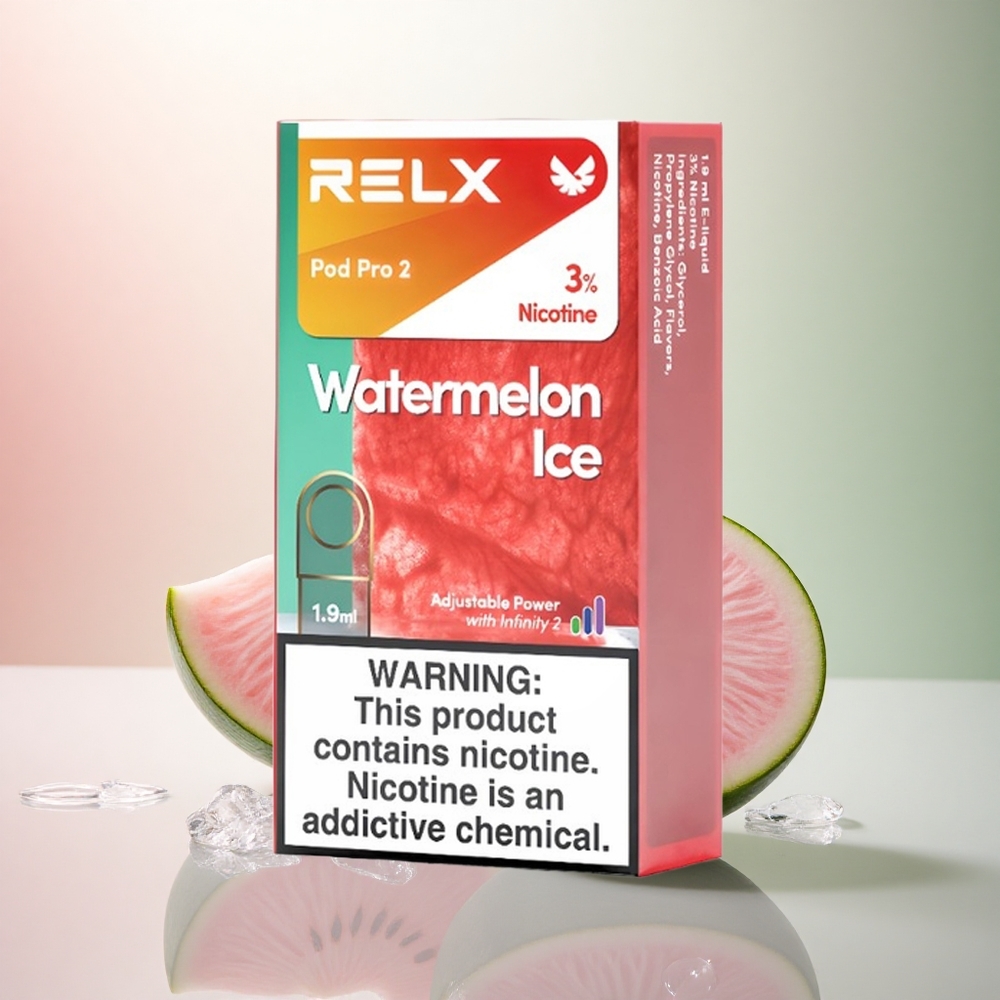Relx Pod Pro 2 Vape Device Vattenmelon Is 30mg/ml nikotin 1.9ml 3 spänningslägen